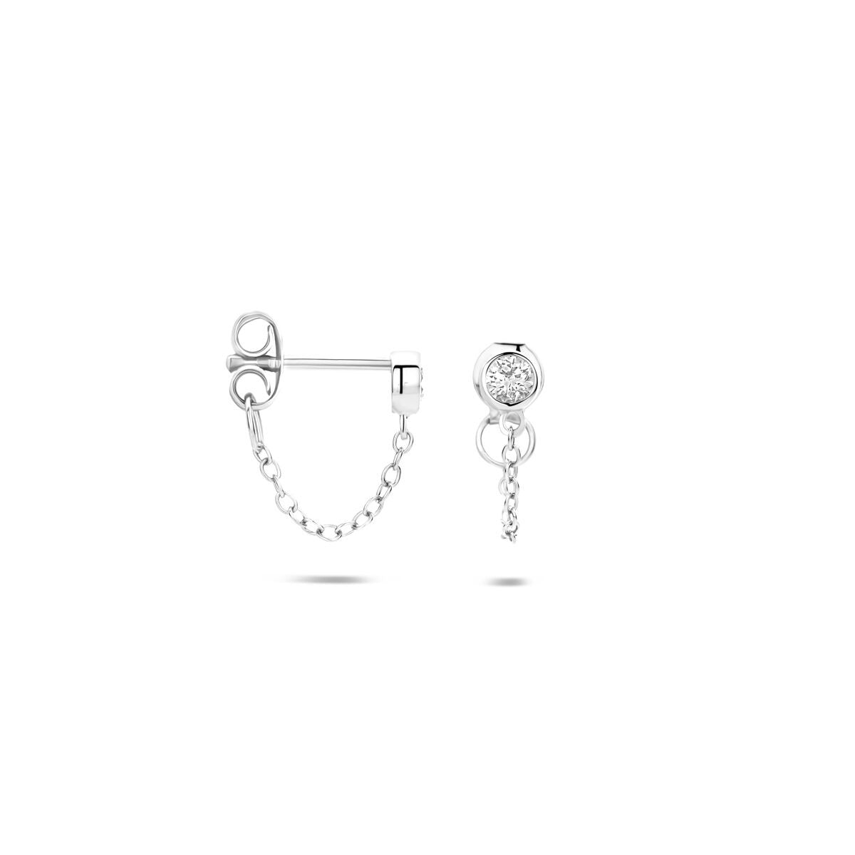 Zilveren oorhangers met zirkonia – gerhodineerd 925 zilver