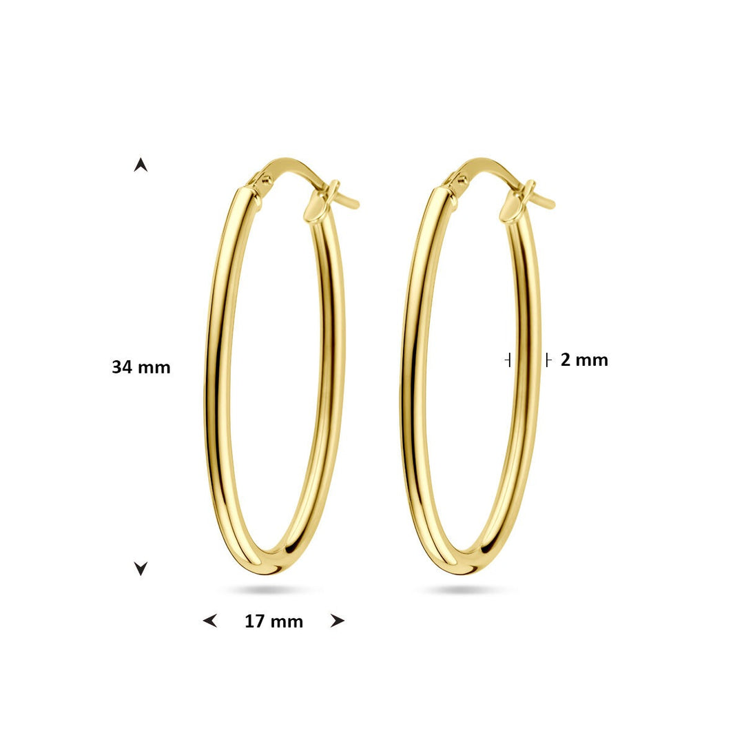 14k geelgouden oorringen met zilveren kern – 34x2mm