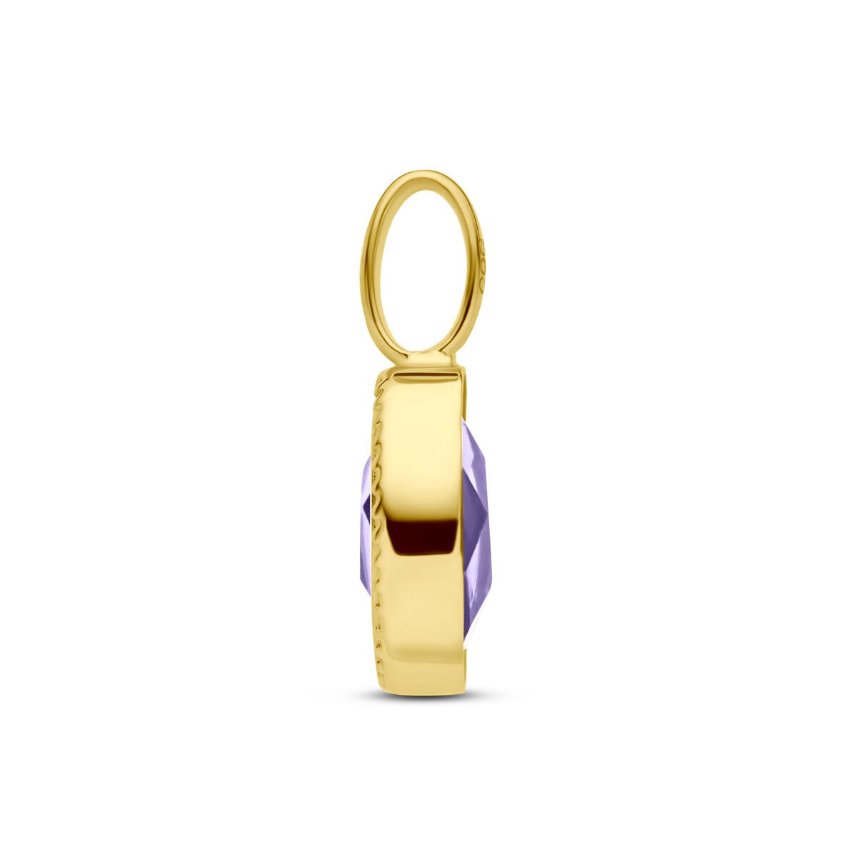 14k Geelgouden Hanger met Amethist – Ovale Zetting