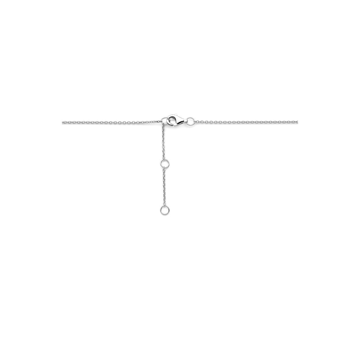 Zilveren dames ketting met druppelvormige zirkonia hanger gerhodineerd 41 - 43 - 45 cm