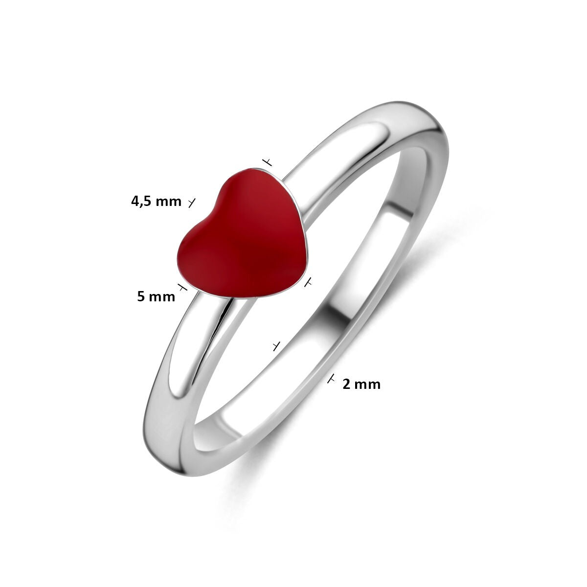 Zilveren kinder ring met hartje – gerhodineerd