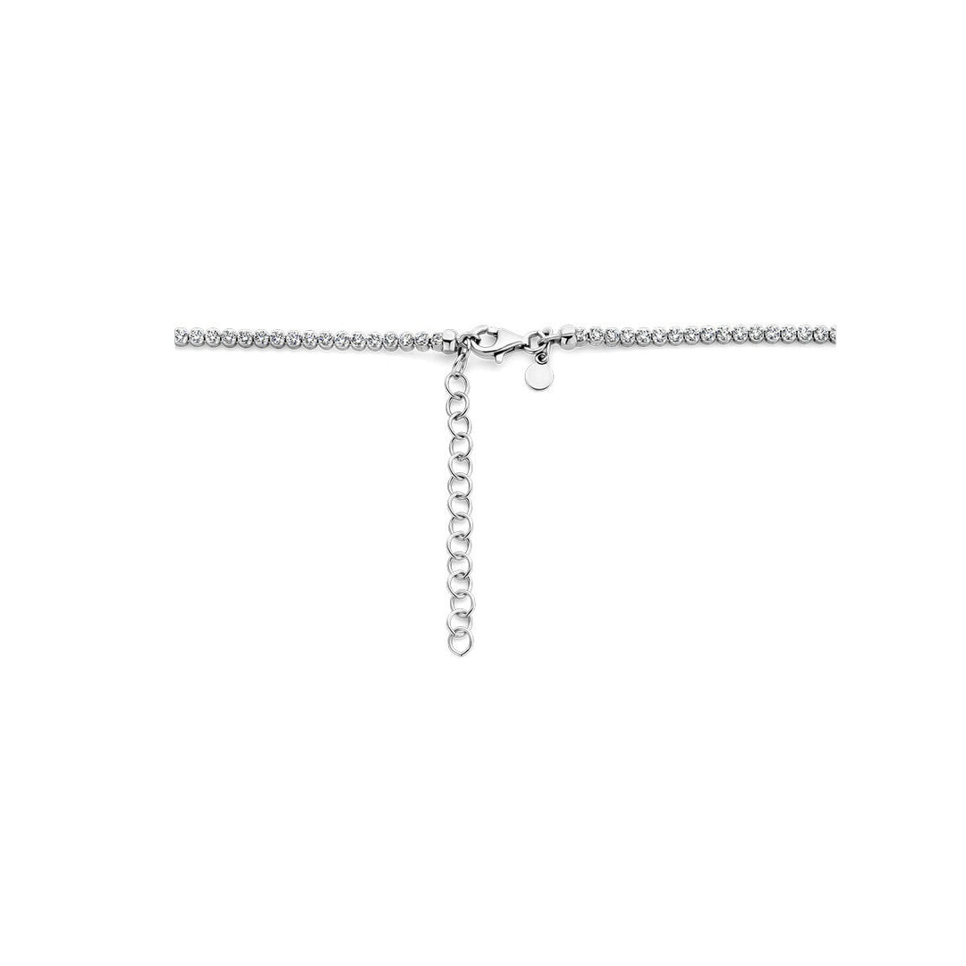 Zilveren ketting met zirkonia en fantasie schakel