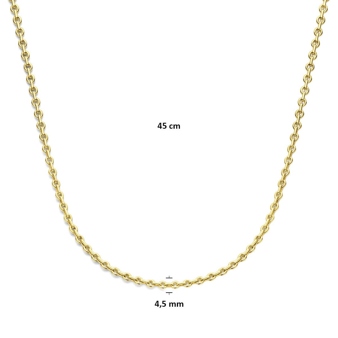 14k geelgouden ketting met zilverkern – Silgold anker collier