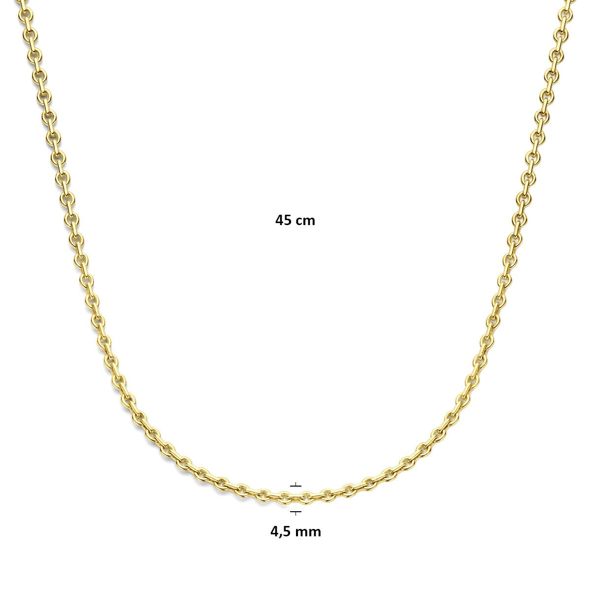 14k geelgouden ketting met zilverkern – Silgold anker collier