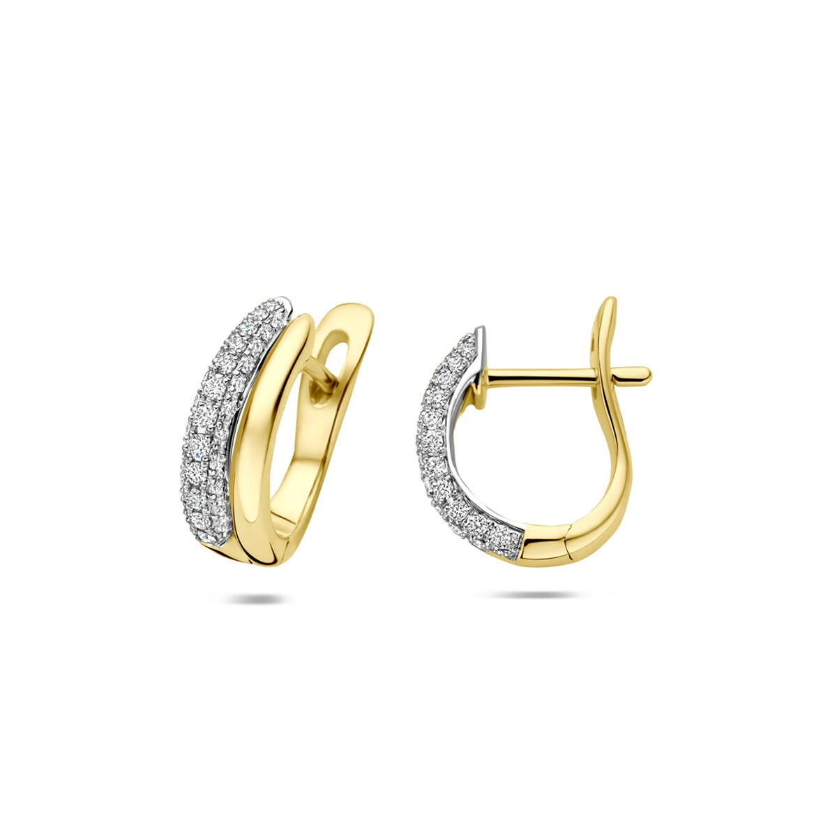 14k Bicolor gouden oorringen met diamant