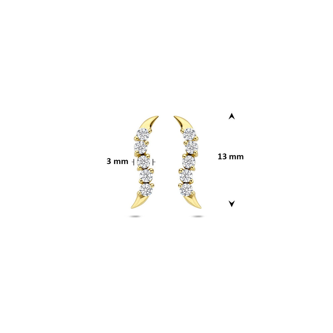 ear studs zirconia 14K yellow gold
