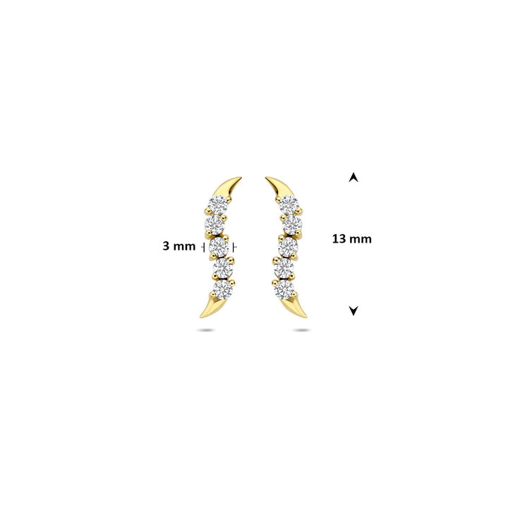 ear studs zirconia 14K yellow gold