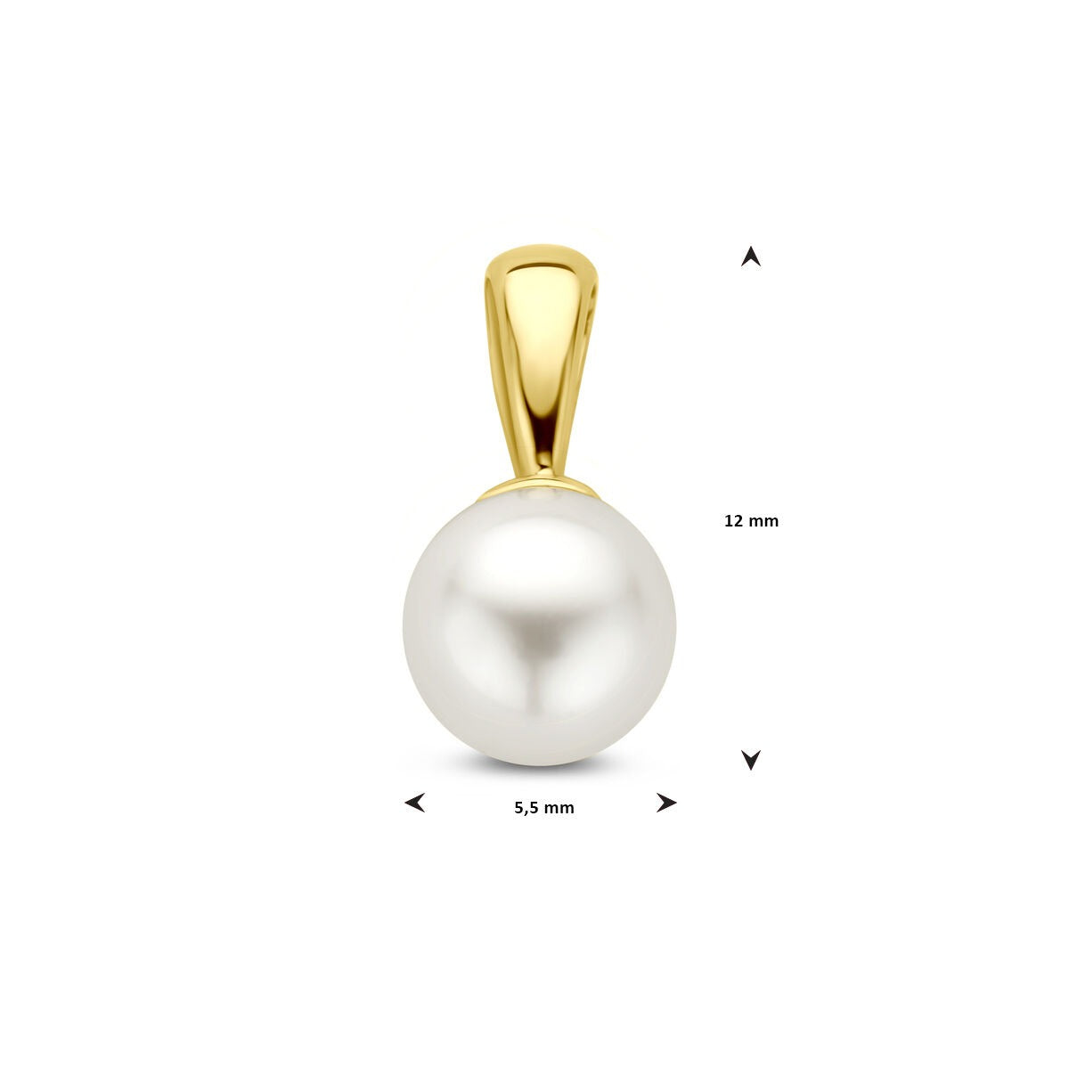 9k Geelkleurige hanger met zoetwaterparel 12 mm