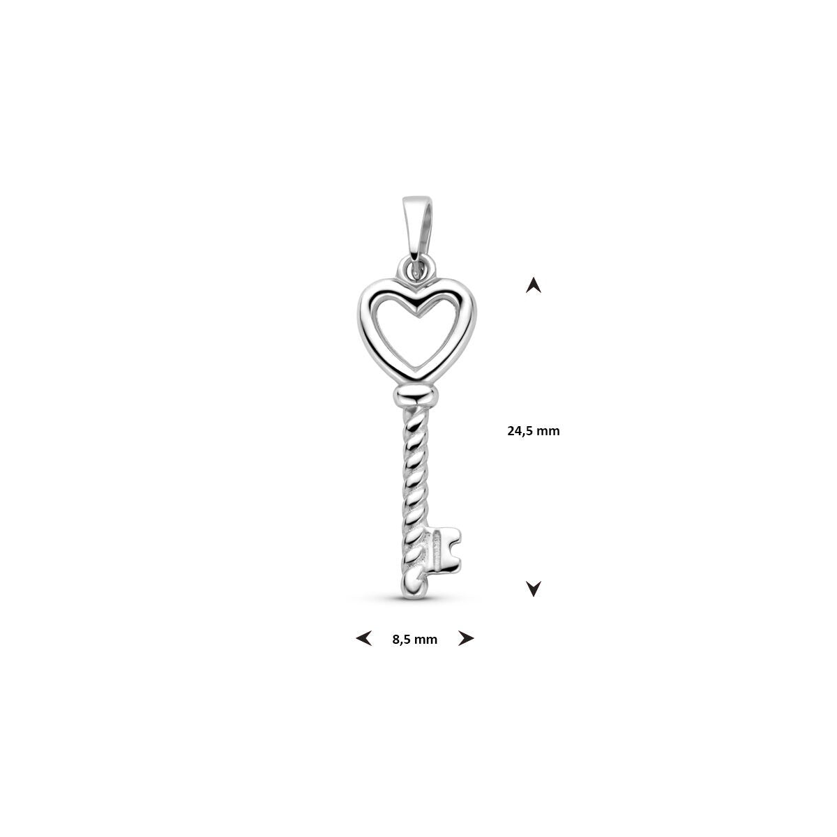 925 Gerhodineerd Zilveren Hanger Hart en Sleutel