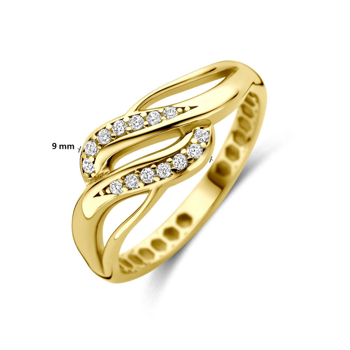 Gouden damesring met zirkonia – 14k geelgoud