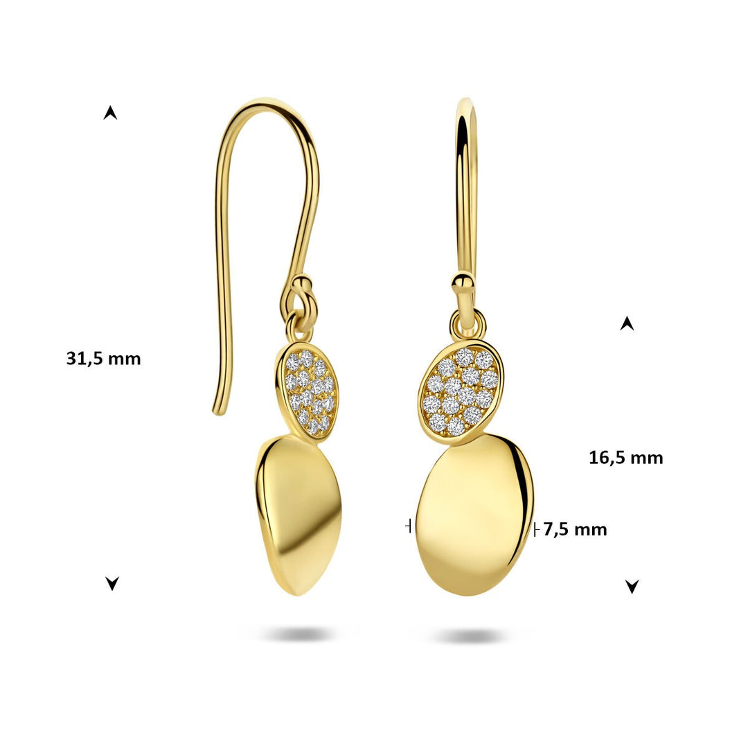 9k Geelgouden oorhangers met zirkonia
