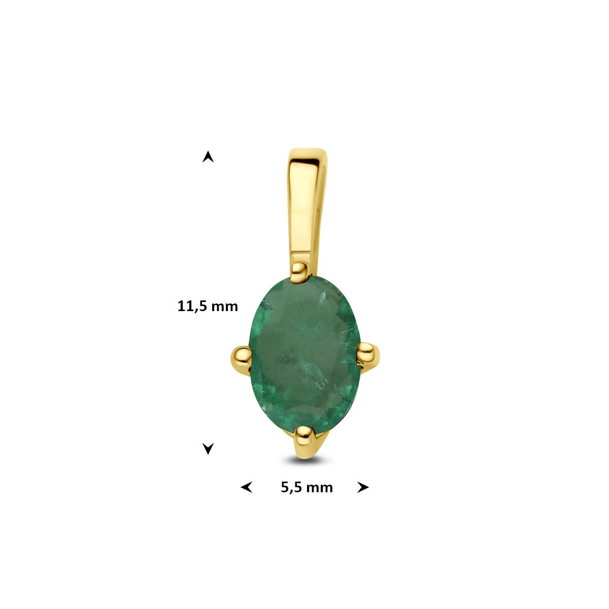 14k geelgouden hanger met smaragd