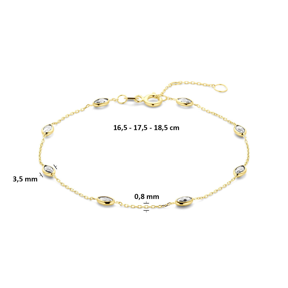 14k Geelgouden armband met zirkonia