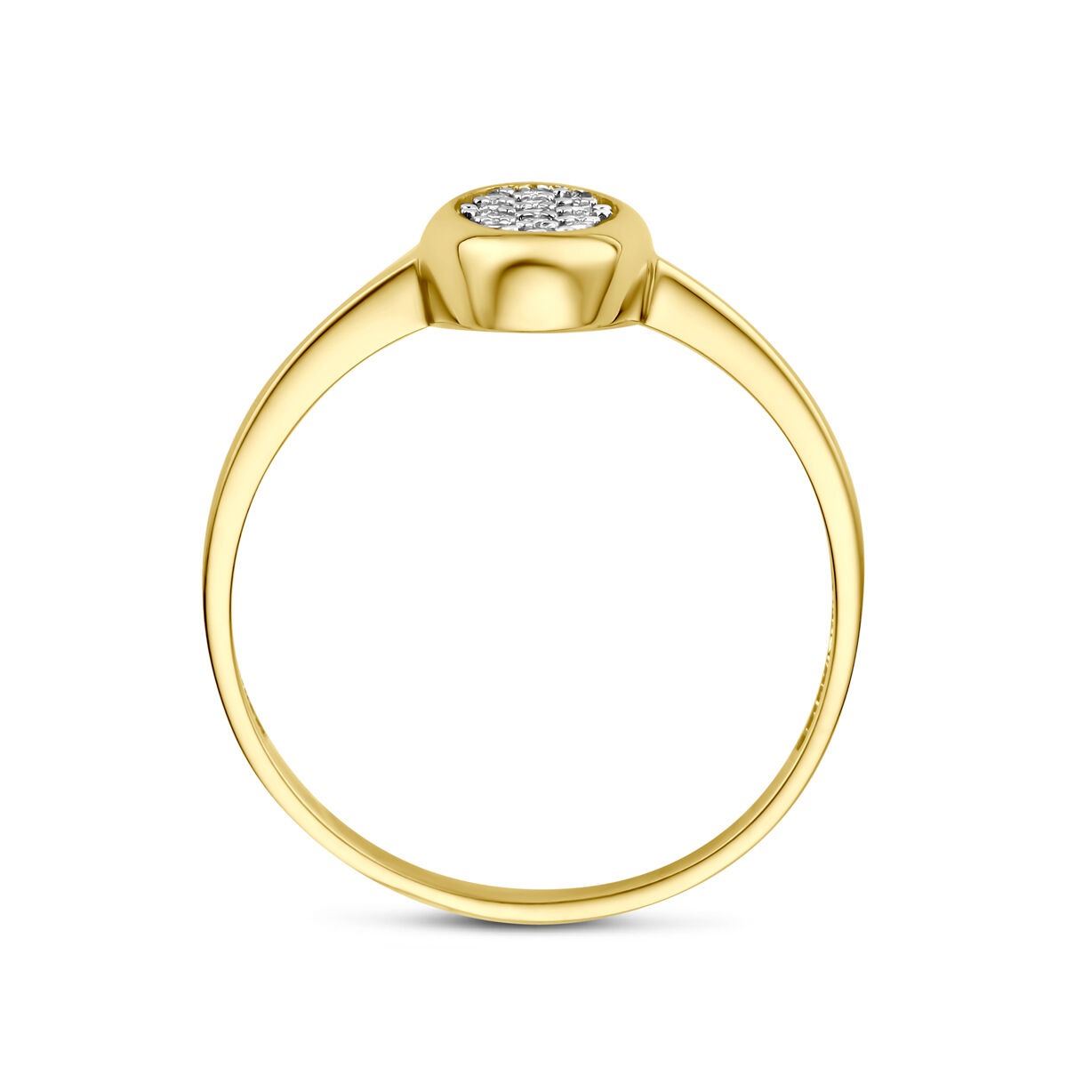 14k Geelgouden ring met ovale zirkonia pavé