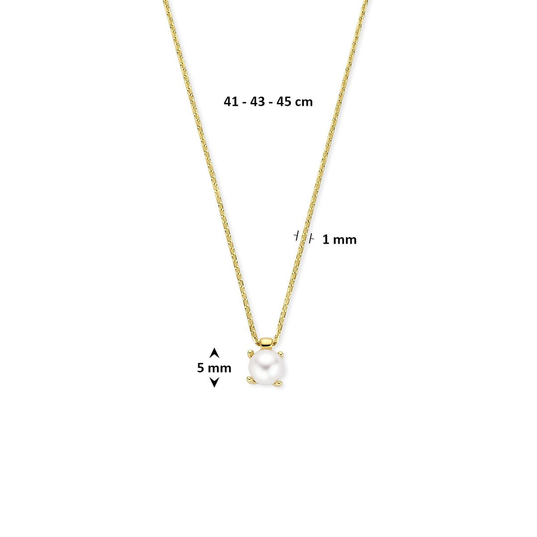 9k geelgouden ketting met witte parel