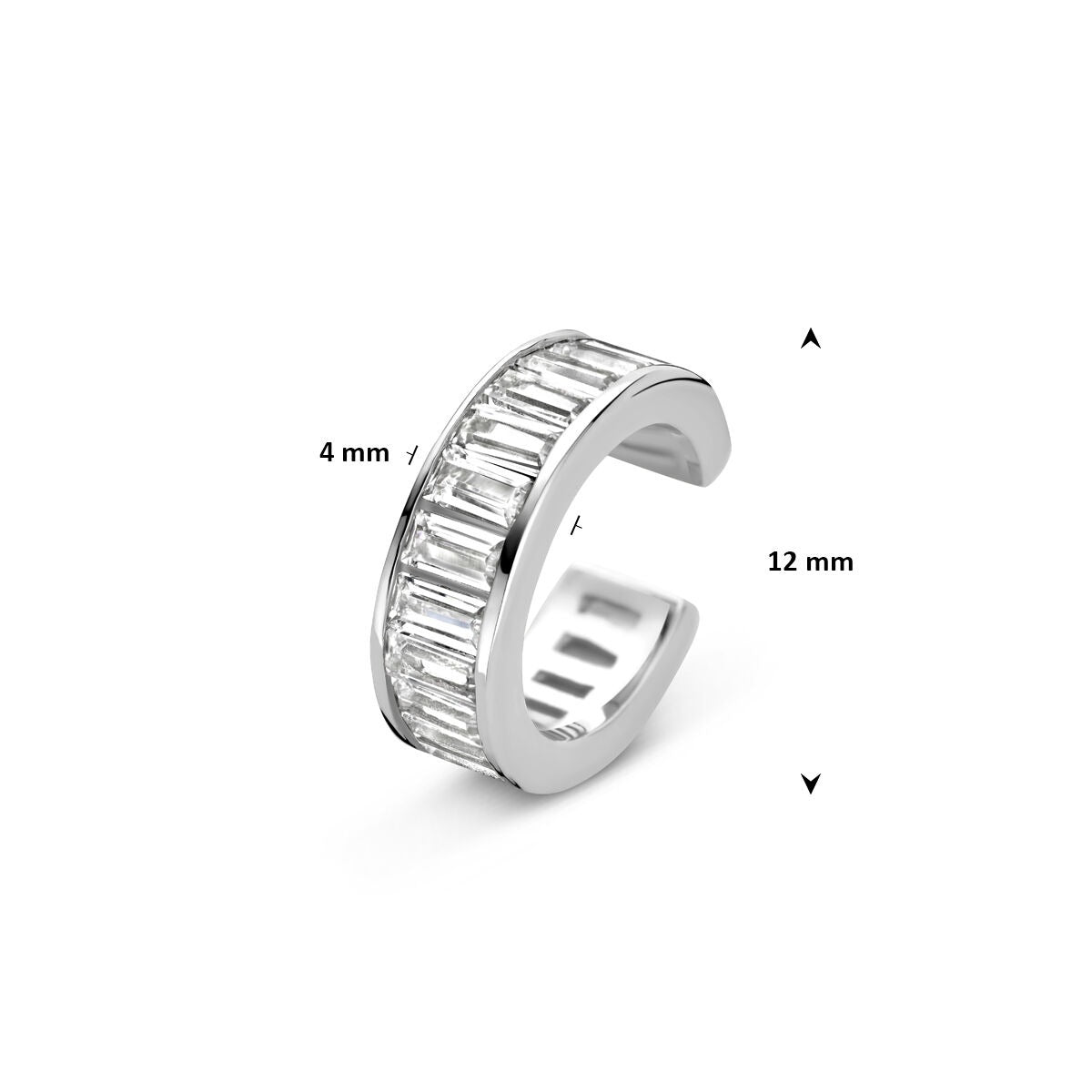Zilveren ear cuff met zirkonia – gerhodineerd 925 zilver