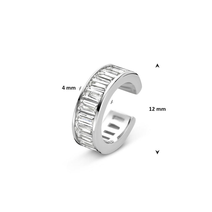Zilveren ear cuff met zirkonia – gerhodineerd 925 zilver