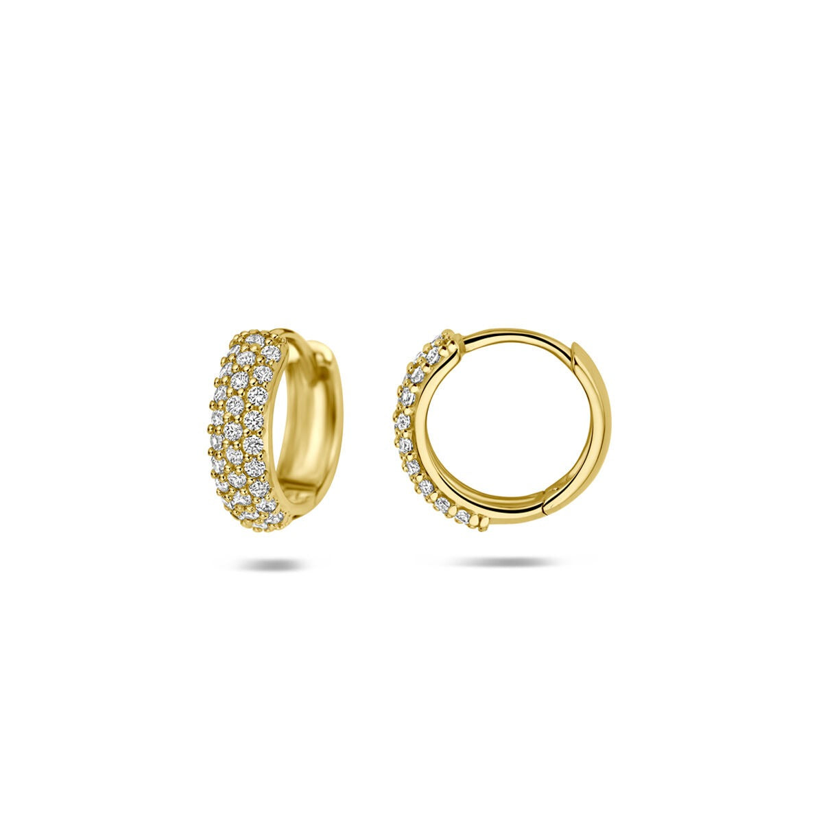 14k Geelgouden klapoorringen met zirkonia