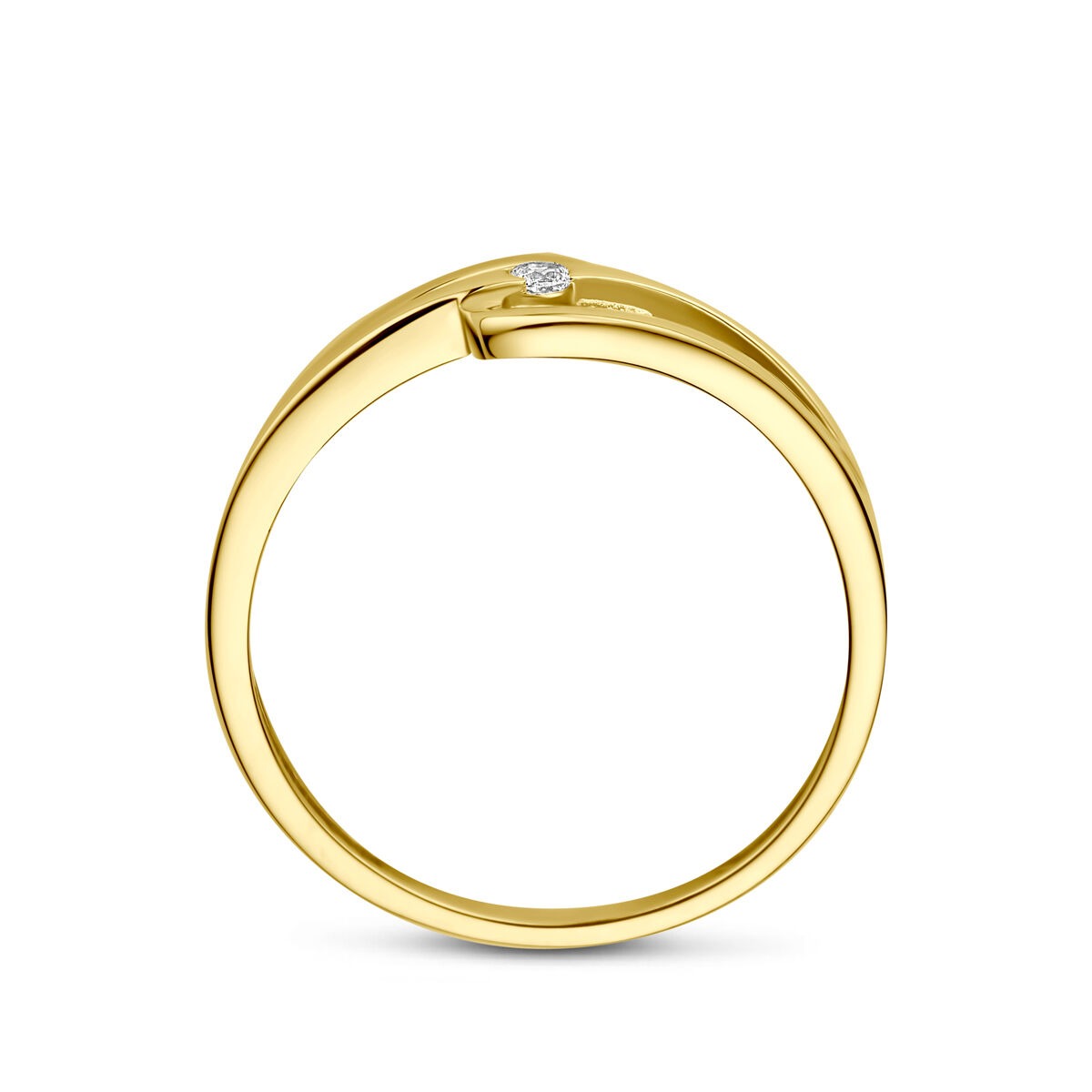 14k Geelgouden ring met zirkonia solitaire