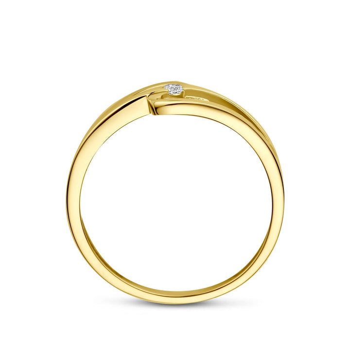 14k Geelgouden ring met zirkonia solitaire