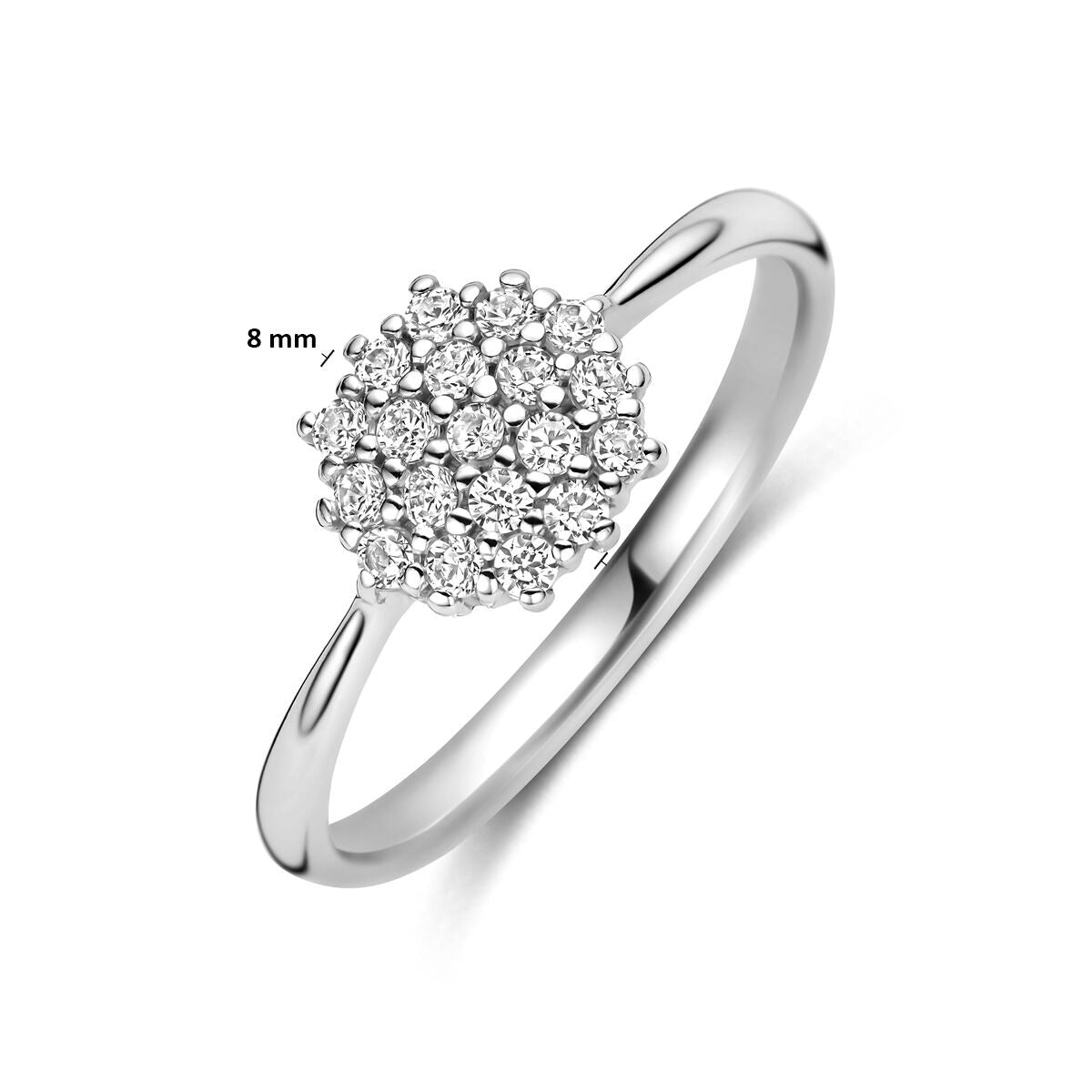 Gerhodineerd 925 zilveren ring met zirkonia