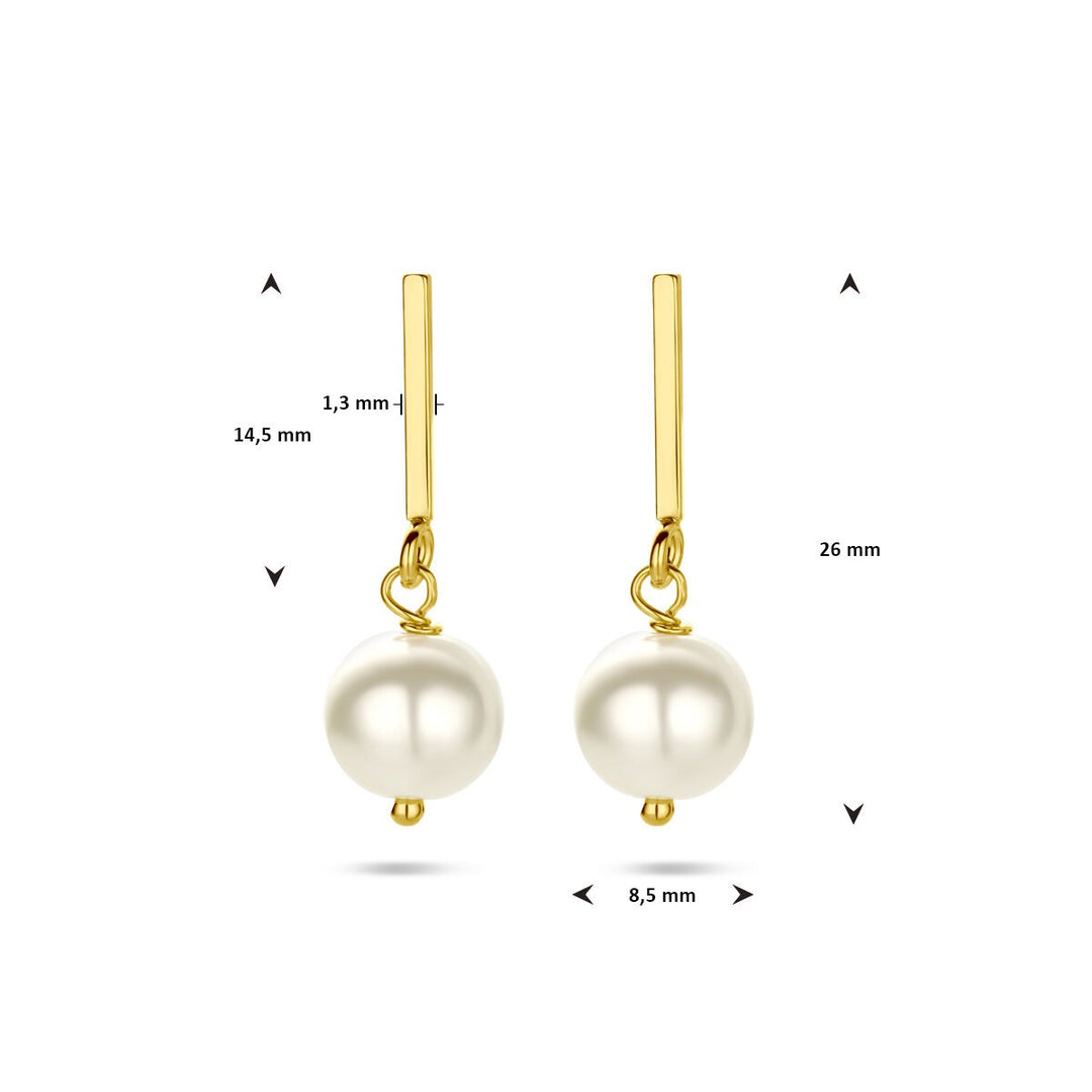 Verguld zilveren oorhangers met zoetwaterparel