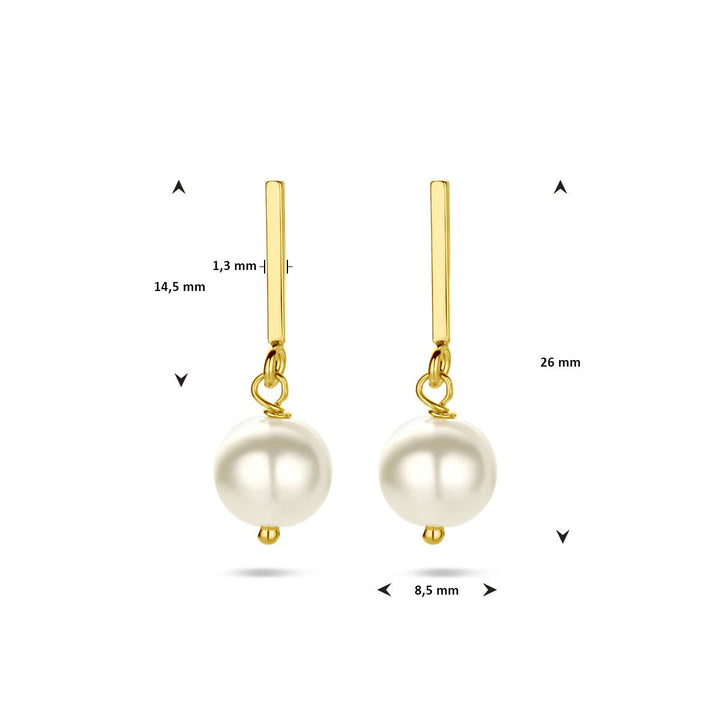 Verguld zilveren oorhangers met zoetwaterparel