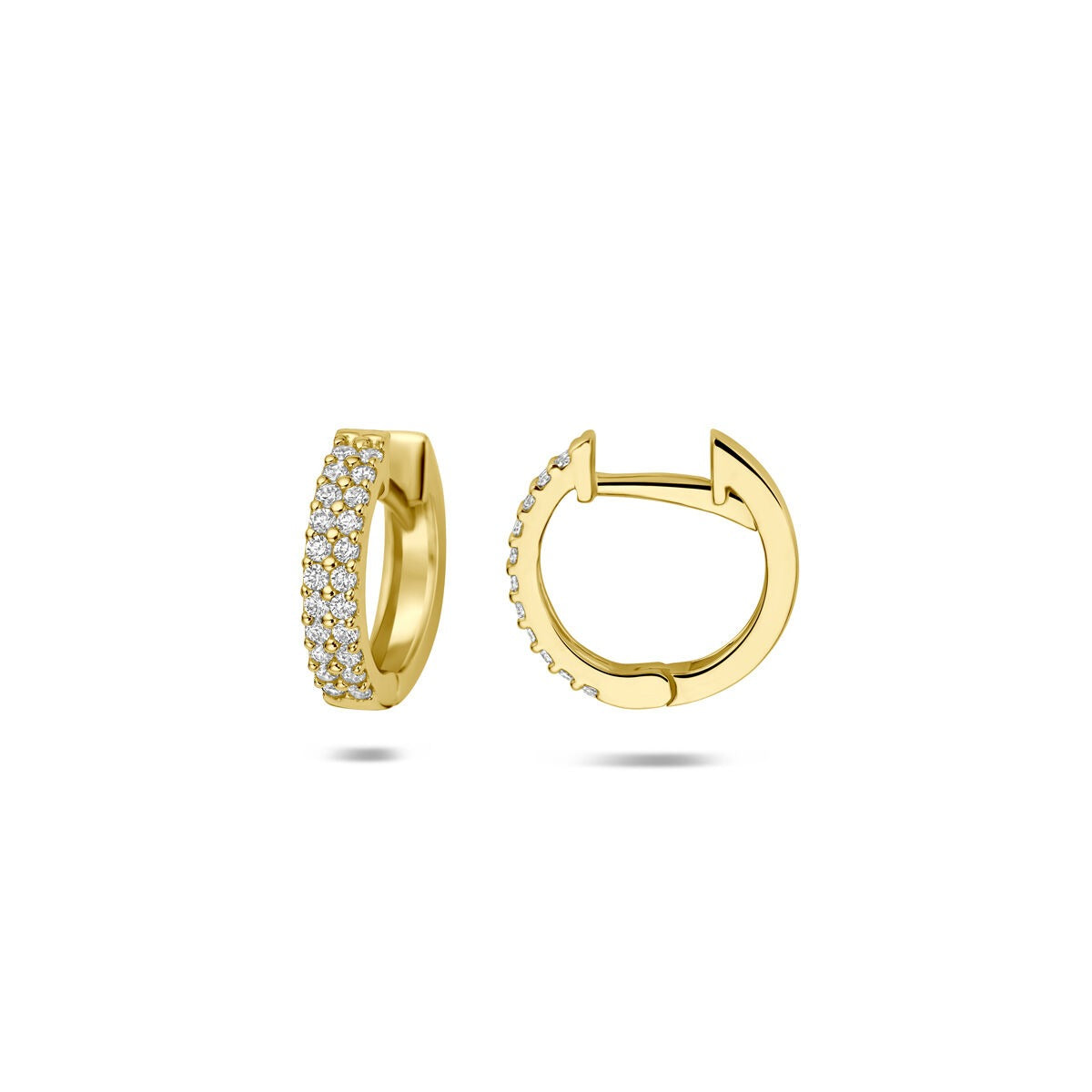 14k Geelgouden klapoorringen met zirkonia