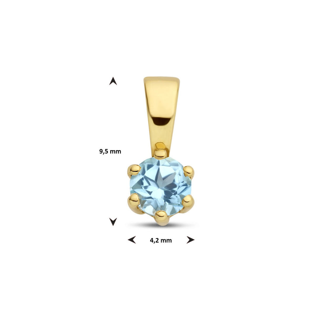 9k geelgouden hanger met blauwe topaas