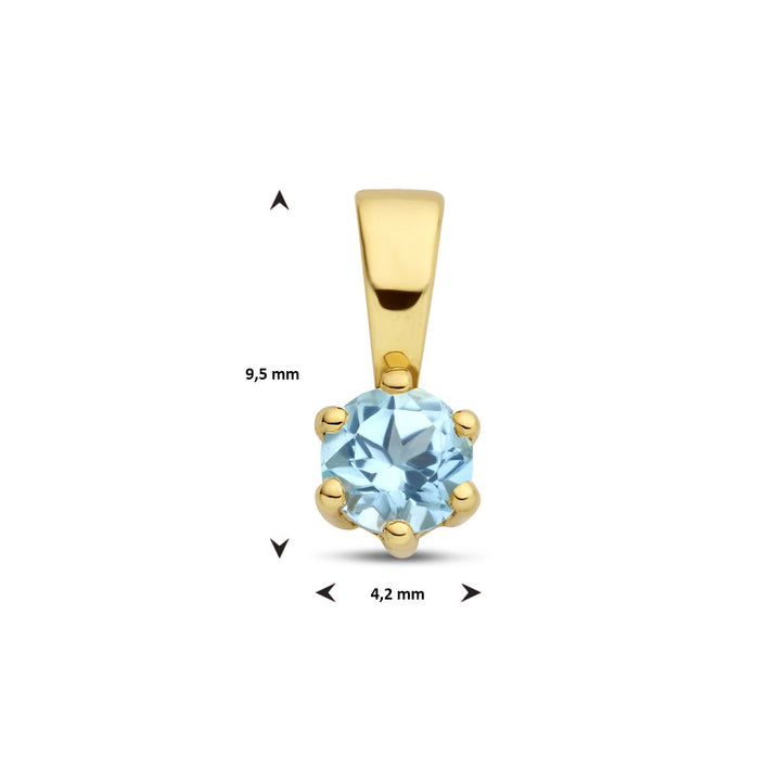 9k geelgouden hanger met blauwe topaas