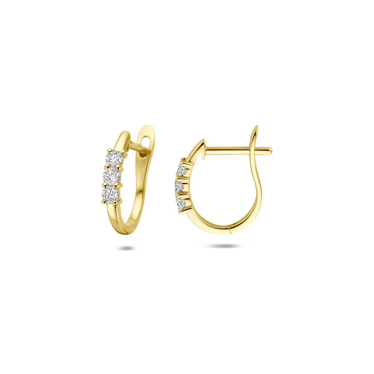 14k Geelgouden klapoorringen met diamant