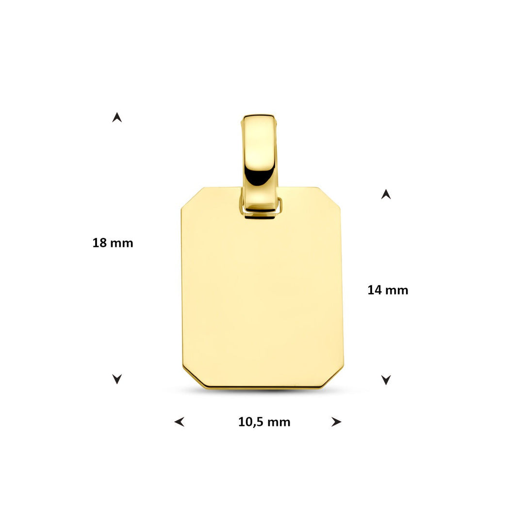 14k geelgouden graveerhanger – rechthoekige dameshanger met tijdloze eenvoud