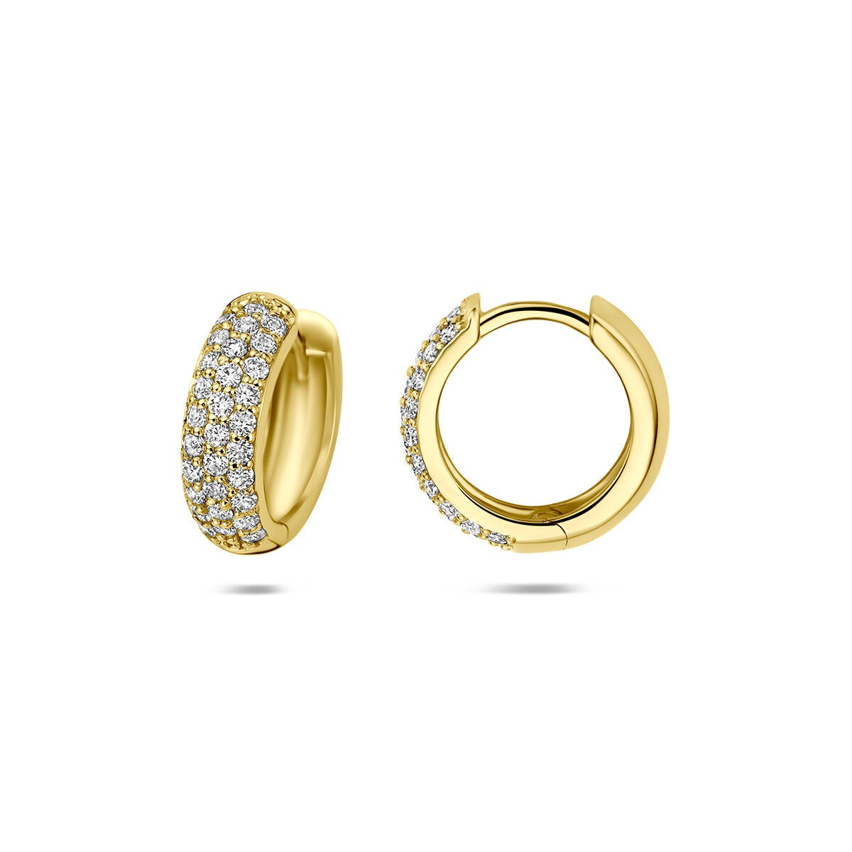 14k Geelgouden klapoorringen met lab grown diamant