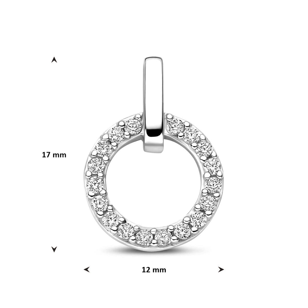 Zilveren hanger met zirkonia – entourage zetting in briljantvorm 17mm