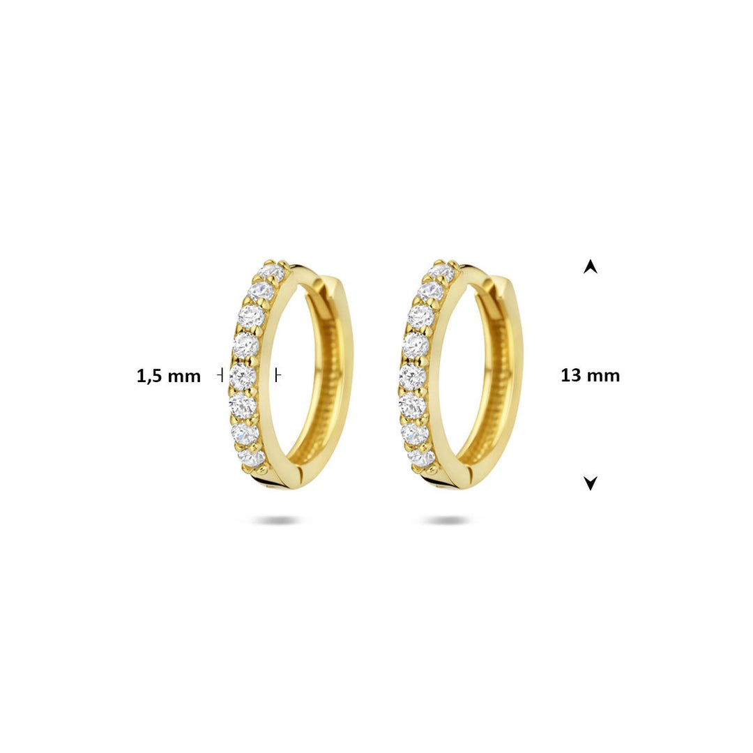 14k geelgouden klapoorringen met briljant geslepen zirkonia