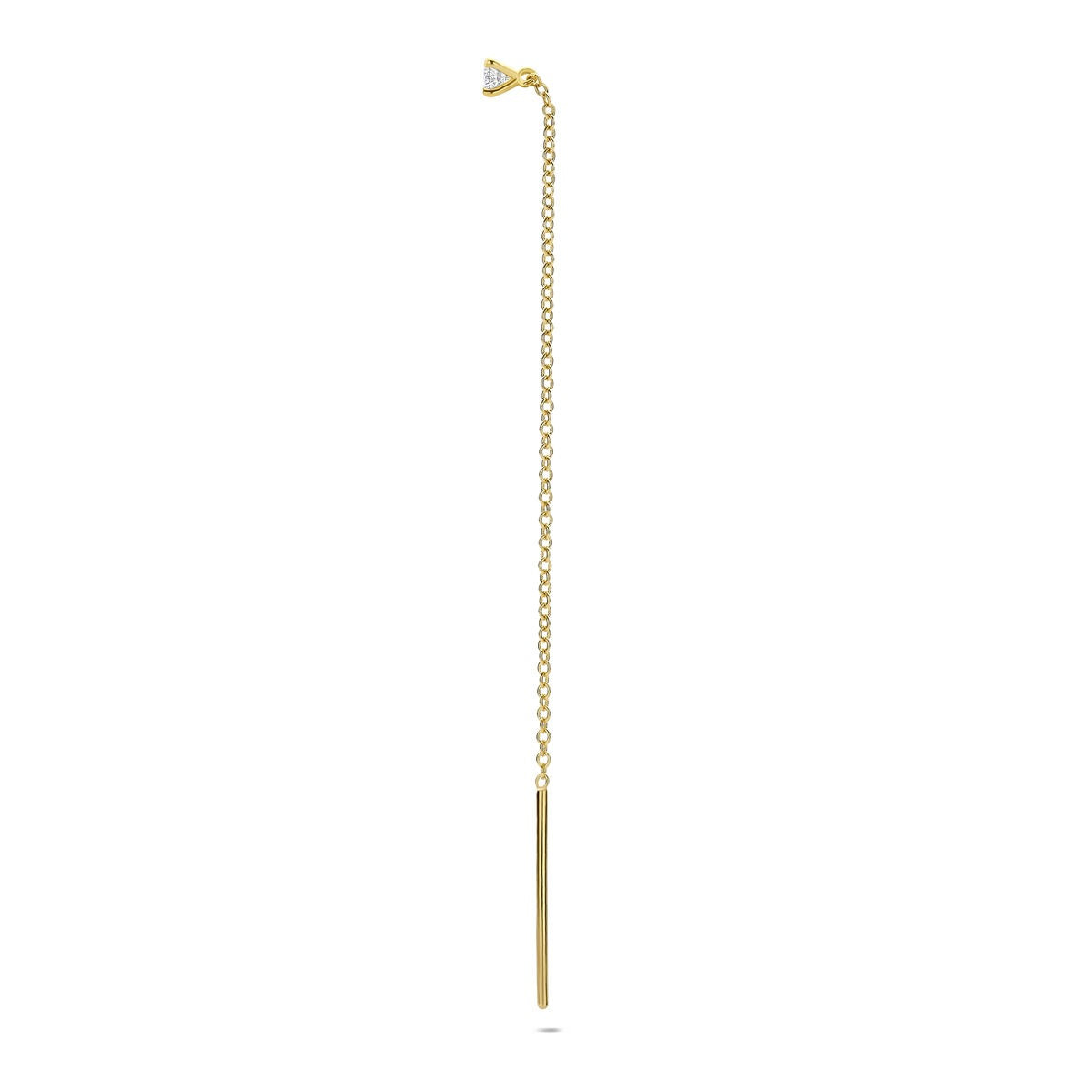 14k Geelgouden doortrekoorbel met diamant