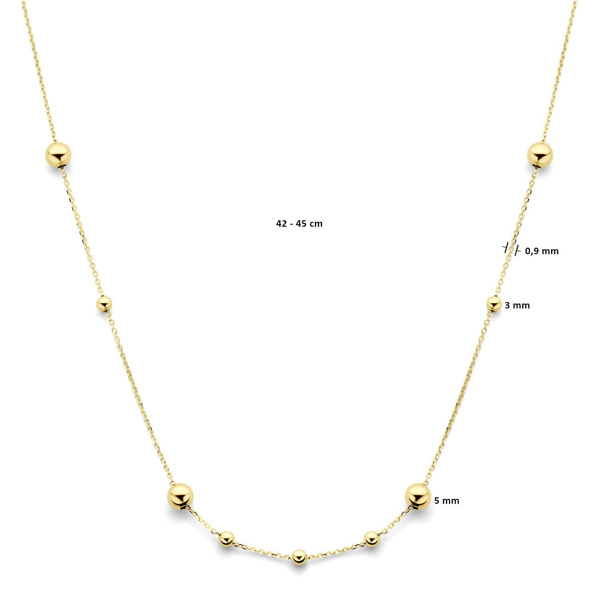 14k geelgouden bolletjes collier