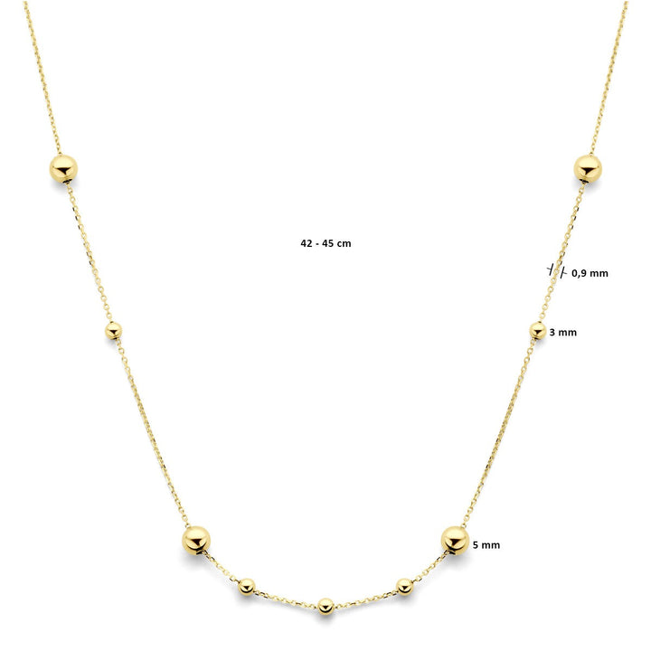 14k geelgouden bolletjes collier