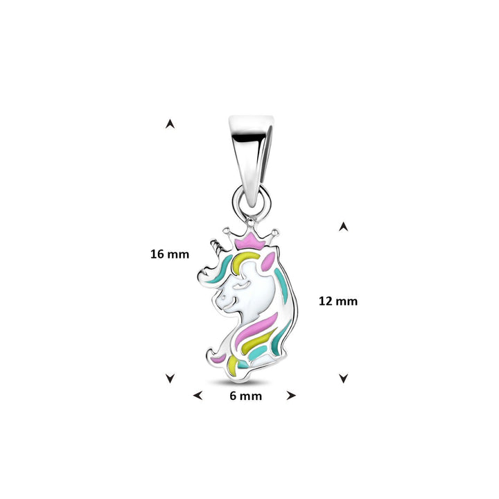 Zilveren kinder hanger eenhoorn 16 mm