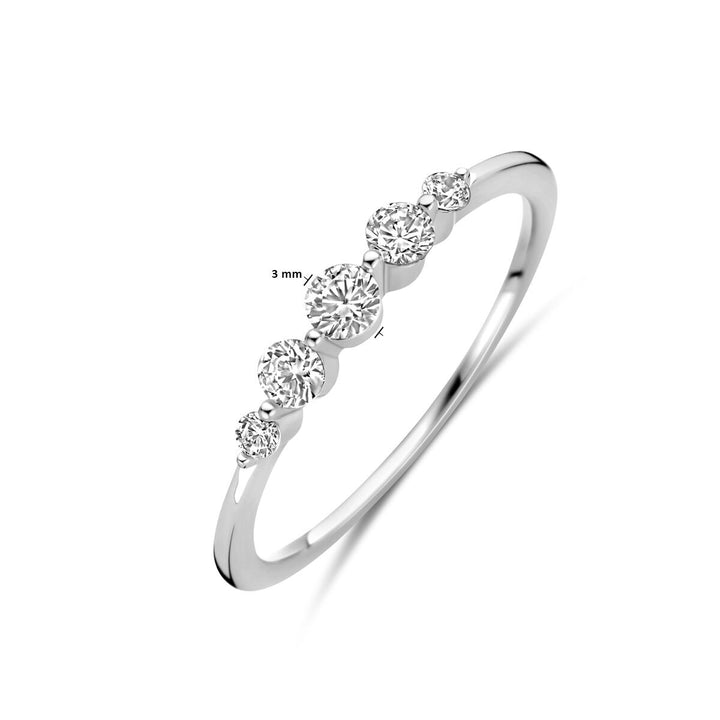 Zilveren ring met zirkonia – gerhodineerd 925 zilver, 3 mm breed