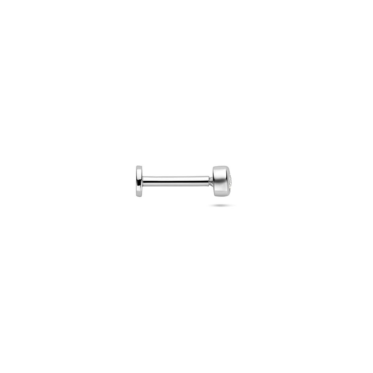 Gerhodineerd zilveren flat back piercing met zirkonia