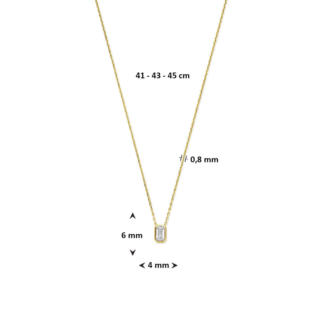 14k Geelgouden collier met emerald geslepen zirkonia