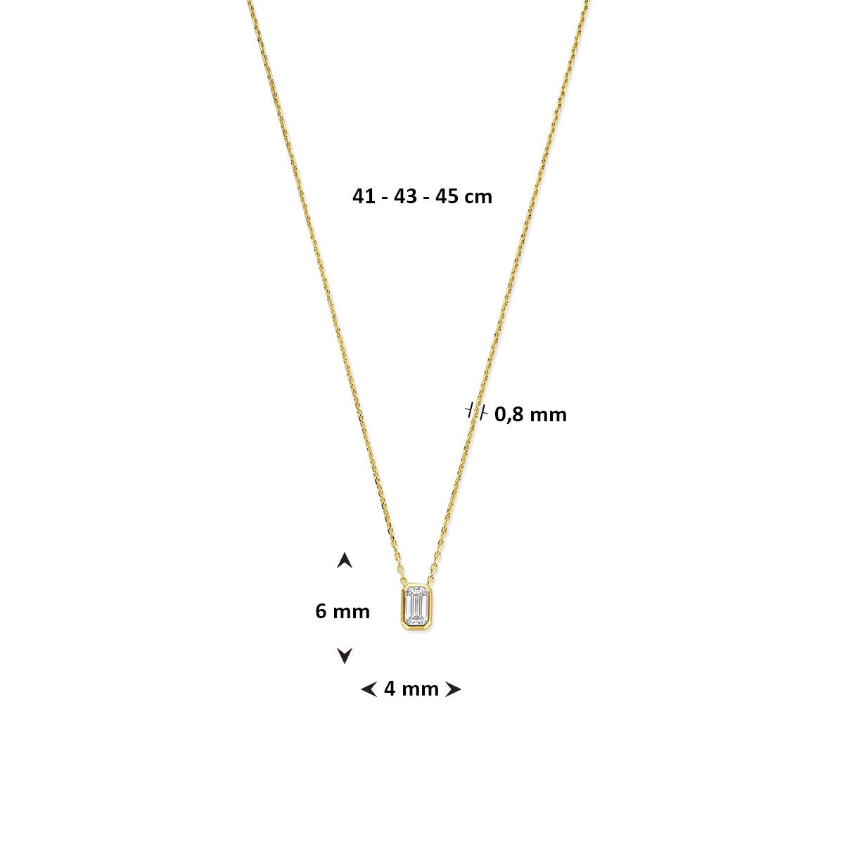 14k Geelgouden collier met emerald geslepen zirkonia