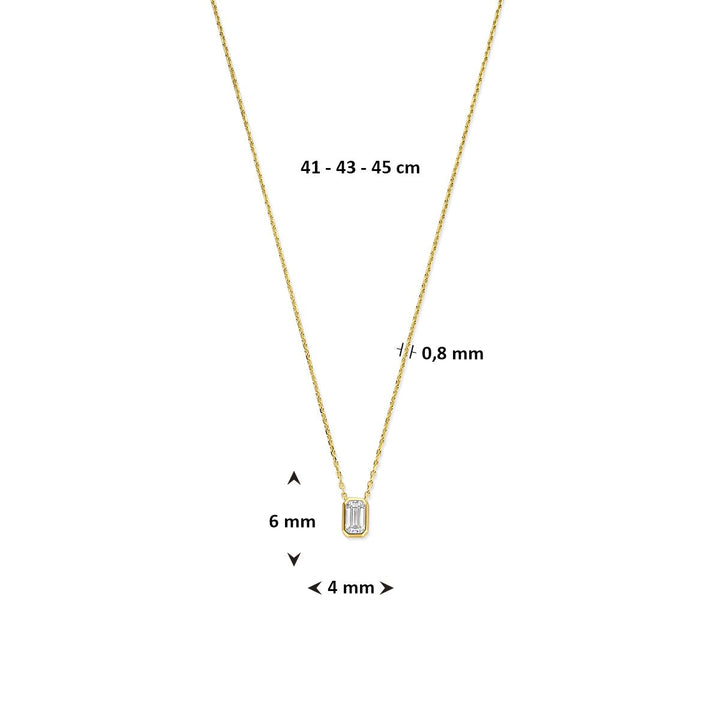 14k Geelgouden collier met emerald geslepen zirkonia