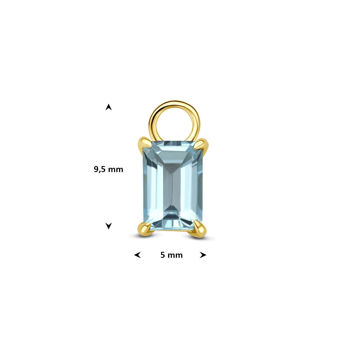 14k geelgouden oorringhanger met blauwe topaas