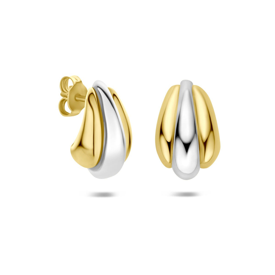 Verguld en Gerhodineerd 925 Zilveren Stekeroorbellen 16,5 x 10 mm