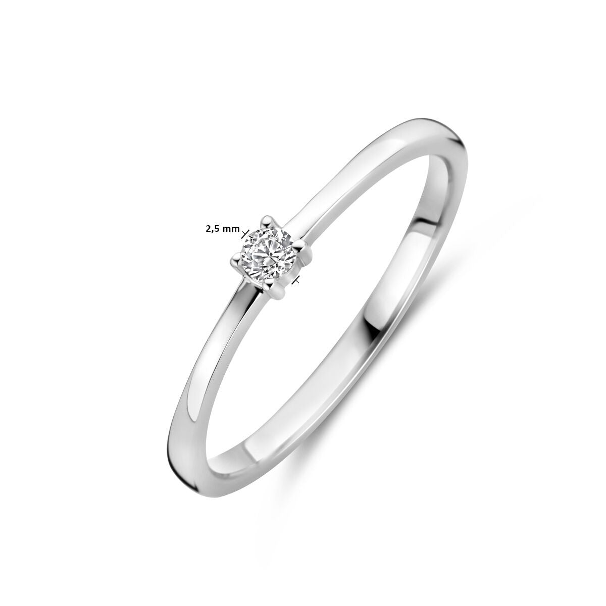 Zilveren damesring met zirkonia – gerhodineerd 925 zilver, 2,5 mm breed