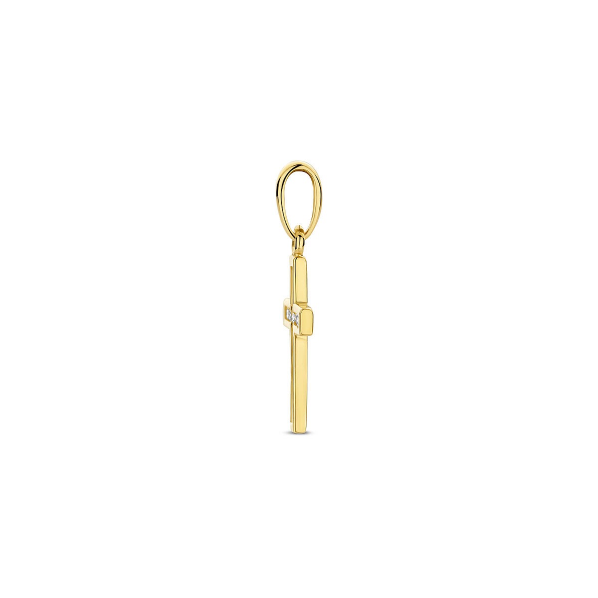 pendant cross and zirconia 14K yellow gold 