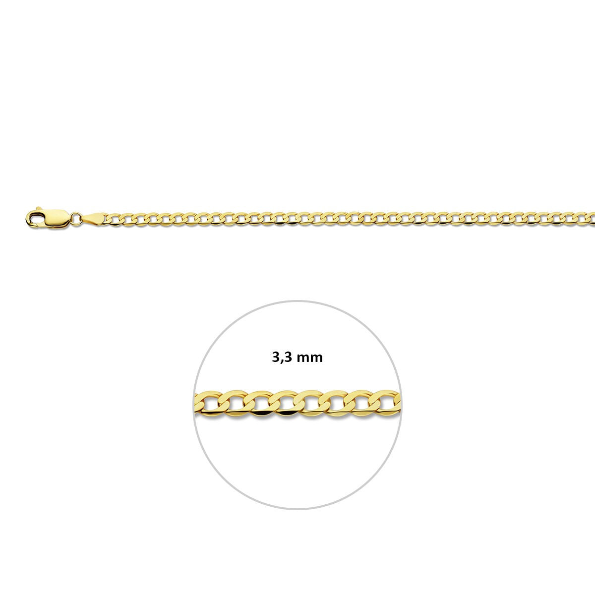 9k Geelgouden Gourmet Armband 3.3 mm