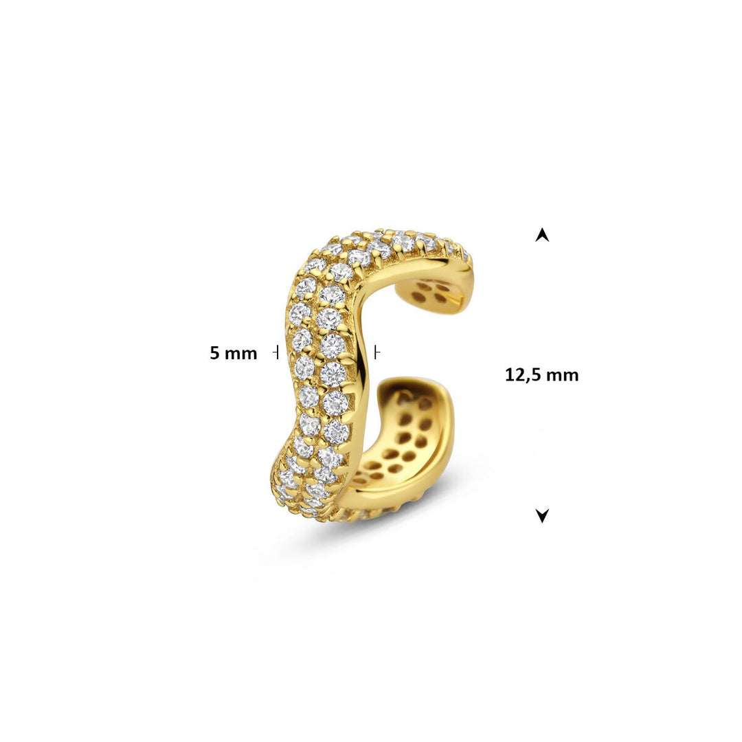 Verguld zilveren ear cuff met zirkonia – fonkelend detail zonder piercing